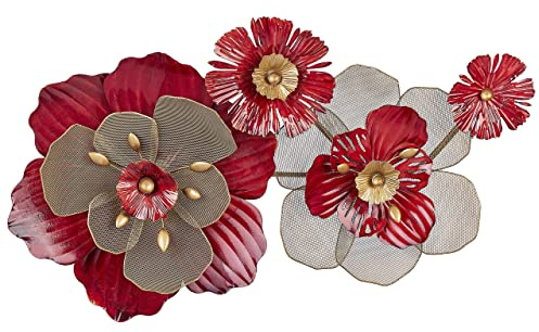 Decorazione da parete in metallo rosso oro 88 x 45 cm geometrico floreale