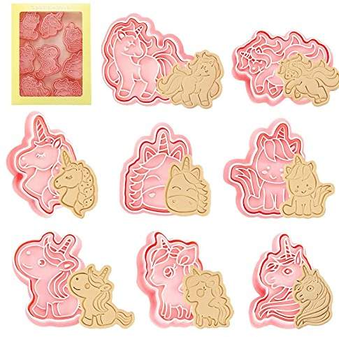 FENGCHUANG 8 Stück Eid Mubarak Keksausstecher, Islamische Ramadan Ausstechformen Keksausstecher, 3D Plätzchenformen Kit für Party Kindergeburtstag Dekoration Halloween, Weihnachten (Rosa)