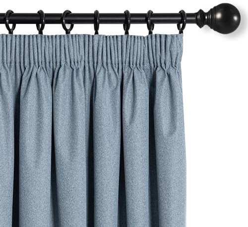 MYSKY HOME Gardinen Verdunklungsvorhänge mit Kräuselband Blickdichte Vorhänge Wärmeisolierter 2er-Set Vorhang Verdunkelung Durchgängen Beschichtung Sonnenschutz für Schlafzimmer, 225 x 140cm, Graublau
