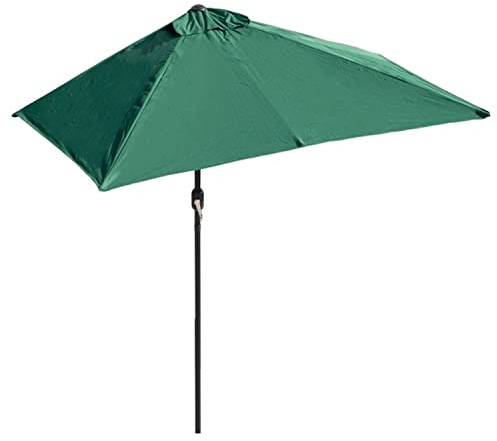 Halber Sonnenschirm Rechteckig Klein Balkonschirm 200/250CM, Wasserdicht Sonnenschutz Halbschirm Kurbelschirm, Grün, Weiß, Rot, Braun(Green umbrella,250x130cm)
