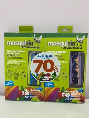 PULSERAS ANTIMOSQUITOS KIDS CON CITRONELA MOSQUISIN 2 UNIDADES