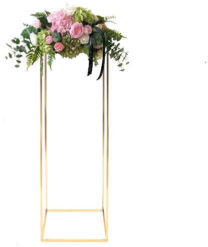Gold Hochzeit Tafelaufsätze für Tische mit Acrylplatte 100cm Gold Rechteckige Vase Hochzeit Mittelstücke für Tischdekoration für Party Geburtstag Empfang Verlobung