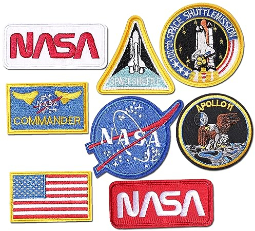 ZESION 8 Stück Weltraum-Aufnäher zum Aufbügeln, lustig, bestickt, für Kleidung, Hüte, Jeans, Hosen, Jacken, Schuhe, Rucksäcke, Reparatur und Dekoration