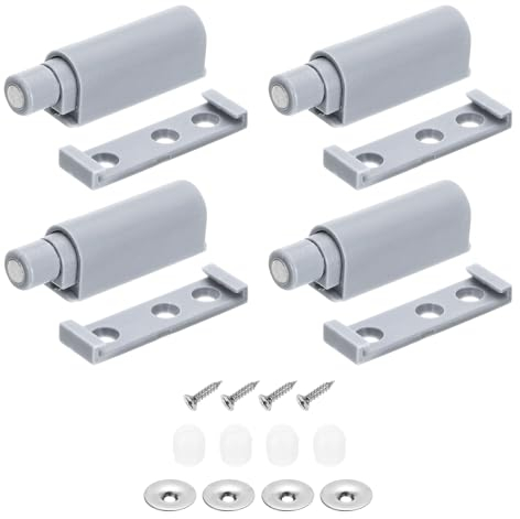 sourcing map D3 Magnetische Druck Verschlüsse 4Stk Aufdrücken Öffnung Tür Schloss Magnetische Berühren Verschlüsse für Kleiderschrank Tür Schrank Schubladen Grau