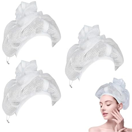 tongfeng Net Plopping Cap | Net Plopping Bonnet | Adjustable Mesh Plop Cap for Drying Curly Hair | Net Plopping Cap for Drying Curly Hair with Drawstring | Reusable Women Hair Net Snoods White, weiß,