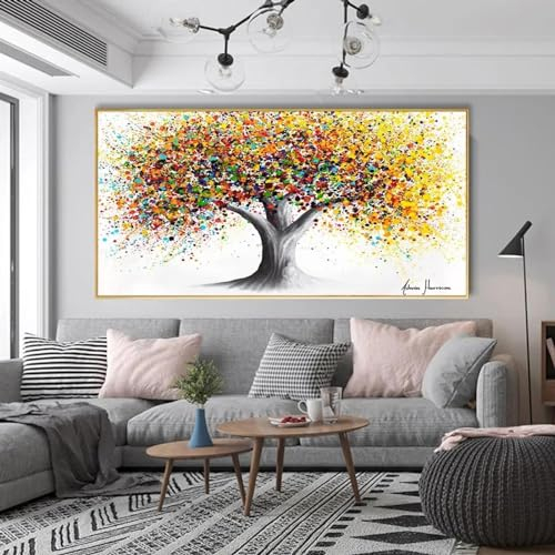 KADING Abstrakter Goldbaum des Lebens, Geldbaum-Gemälde auf Leinwand, Wandkunst, Poster und Drucke, Wandbilder für Wohnzimmer, Heimdekoration, 35x70cm/14x28in ungerahmt