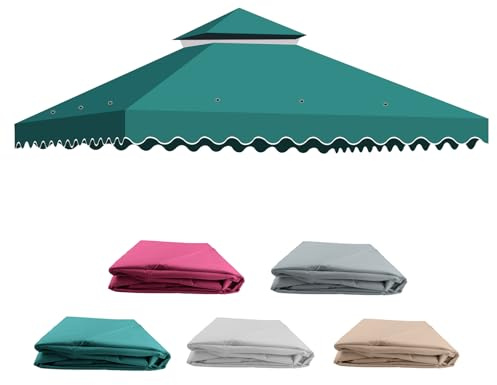 Ersättningstak paviljong 3 x 3 m, trädgårdspaviljong tak, vattentät 2 djur med luftvent, grill-gazebo-skydd, avtagbart dubbeltak, reservtak för utomhusbruk