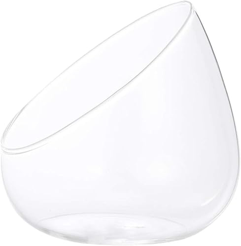 Clear Slant Cut Bowl Glass Vase,Glass Terrarium Bowl Candy Dish Fruit Decorative Bowl Jar,Floral Container Round Flower Vase Centerpiece for Wedding Party Home Office Decor