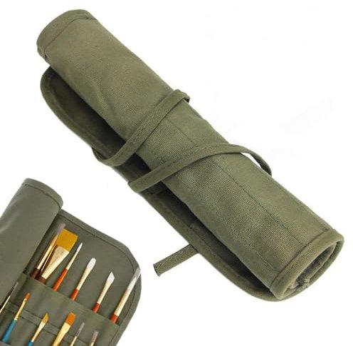 ZAMXHUG 1 pc Bolsa para Pinceles de Pintura 22 Ranuras Estuche Artístico Enrollable para Pinceles y Cepillos, Lápices (40x35CM)