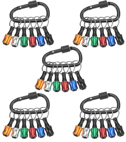 sourcing map 30PCS Keychain Aluminum Alloy Screwdriver Bits Holder Extension Bar Release Drill Screw Adapter Quick-Change Portable Lightweight for 1/4 in Hex Shank