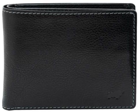 BRAUN BÜFFEL - Herren RFID Geldbörse Arezzo - 4 Kartenfächer und 4 Steckfächer aus echtem Rindleder Schlichtes Design - Edles Schwarz