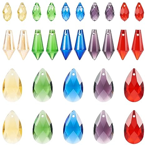 PandaHall Glasperlen in Tropfenform, facettierte Kristall-Eiszapfen, U-Tropfen-Perlen, Wassertropfen-Anhänger für Armbänder, Halsketten, Schmuckherstellung, 30 Stück