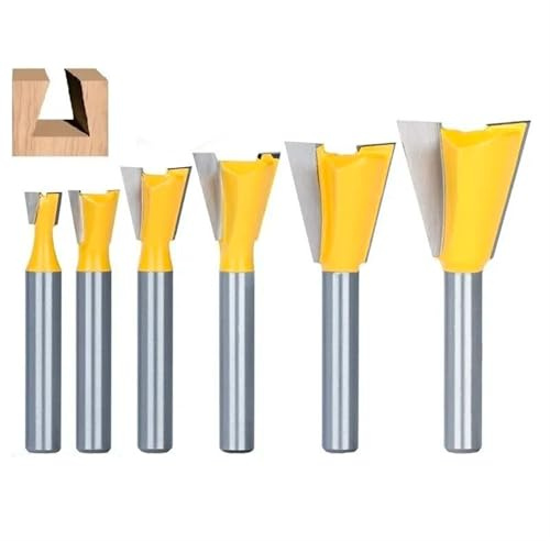 Set di punte for fresatrici a coda di rondine da 6 mm e 8 mm, gambo da 1/4, 14 gradi, fresa for incisione su legno, fresa for tenone in legno(6 pcs 6mm shank)
