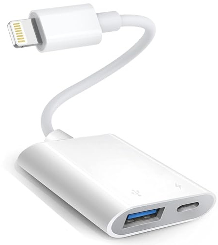Adattatore da Lightning a USB, cavo OTG certificato Apple MFi USB 3.0 per iPhone 14/13/12/11/XS/XR/X/SE/8/7/iPad a USB Flash Drive, fotocamera, tastiera, mouse, hub, MIDI, Plug and Play (USB + Charing