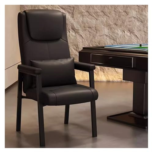 Ergonomischer Büro-Schreibtischstuhl mit hoher Rückenlehne und Lendenwirbelstütze, gepolstertes Kissen, Ledersessel, moderner Akzent-Stuhl für Wohnzimmer (Nero)