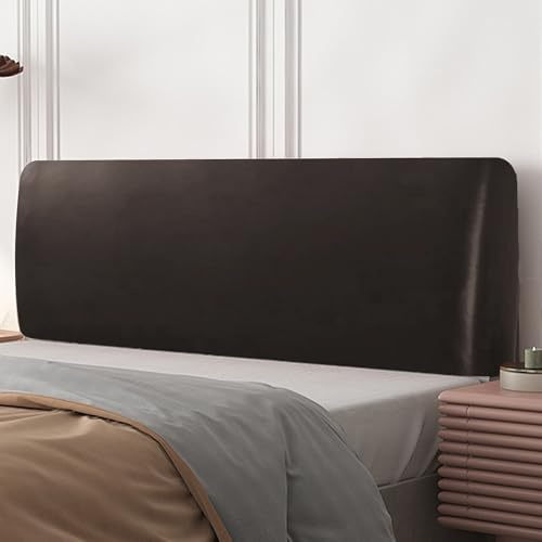Kamanan Bettkopfteil Hussen, PU Leder Bett Kopfteil Bezug, Staubdichte Dehnbare Kopfteilbezug, Staubdichte Schutzhülle für Schlafzimmer Kopfteil (Kaffeefarbe, 180cm)
