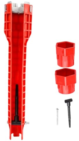 Eruceky 8 In 1 Wasserhahn Rohrzange, Schraubenschlüssel für Waschbecken, Spülenschlüssel, Geeignet für Bäder,Küchen,Toiletten, Waschbecken, Toiletten Und Wasserhähne（Rot）