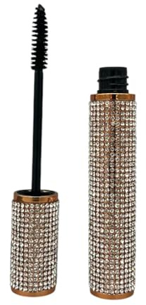 Jasmin Grünwald Mascara schwarz, 8 ml – Glamouröse Glitzer-Verpackung, Volumen & Länge, parabenfrei & parfümfrei, bis zu 24 Stunden Halt, leicht entfernbar, für empfindliche Augen