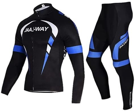 VeloZenith Herren Thermo Fahrradtrikot Set Winter Thermo Fahrrad Jacke + Hose Set wasserdicht Winddicht Atmungsaktiv Fahrradhose Lang mit 3D Sitzpolster für Outdoor Radfahren