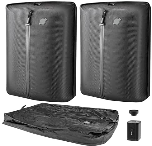 Luvan 33L Vacuum Compression Storage Bag for Travel with Wireless Vacuum Pump Reusable Large Seal Bag Packing Cube for Clothing IP67 Waterproof Space Saver for Backpack Suitcases Organiser (2PC+Pump)