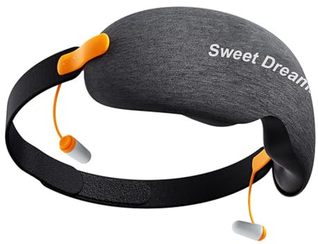 TTSTOIEE masque de nuit, cache-yeux pour dormir en mousse à mémoire de forme ultra-fine, respirante et occultante, avec bouchons d'oreilles, accessoires de voyage, pont nasal ajustable