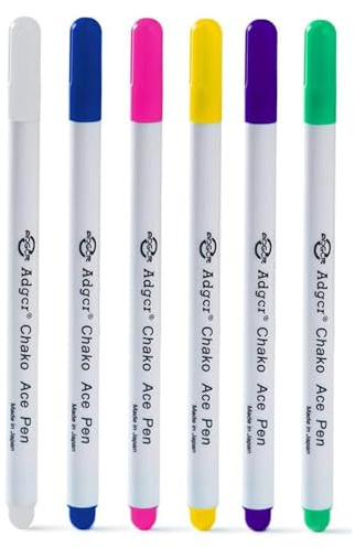 Water Erasable Fabric Marking Pens, 6 Colours Disappearing Ink Pen Fabric Markers Sewing Erasable, Fabric Pens Sewing Water Soluble Pen for Sewing Accessories Quilting Gifts Embroidery Supplies
