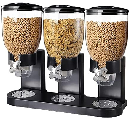 Müsli-Spender mit 3 Fächern zur Aufbewahrung von Cornflakes Nüssen Körnern Müsli und Snacks Dreifach Lebensmittelbehälter für Küche