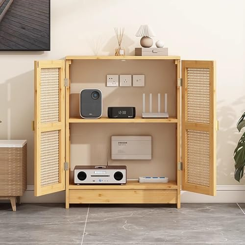 MTSYXYM Router Schrank,WLAN-Router-Aufbewahrungsboxen,reservierte Verkabelungslöcher auf der Oberseite, Fächer im Inneren des Schranks,Für Wohnzimmer Hotel Büro.(70x50x25cm)