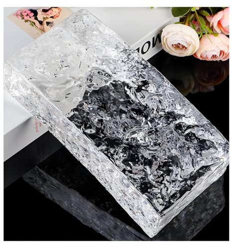 Zfmnoyev Brique De Verre Architecturale Rectangulaire, Briques De Cristal Pleines Double Face, Brique De Verre Transparente avec Protection De L'intimité, pour Bureaux, Bars, Hôtels(200x50x20mm)