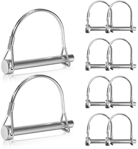 10 Stück Rohrklappsplinte mit Rastverschluss, Sicherungsstift 8mm x 60mm Klappsplint in D-Form Sicherungsbolzen Rohr Sicherungssplint für Anhänger Lastwagen Traktoren Kippern