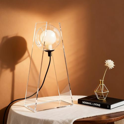 Lamptobe Lámpara de Mesa Minimalista de Esfera de Vidrio, Lámpara de Mesita de Noche Moderna con Luz Cálida para Dormitorio y Salón - Regalo de Inauguración para Nueva Casa, Navidad