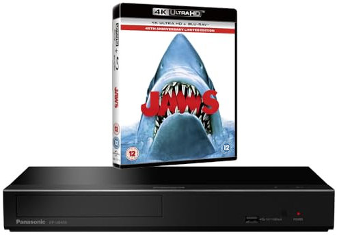 MULTIREGION Blu-ray Player Compatible with Panasonic DP-UB450 MultiRegion for DVD Blu-ray Region B - DVD Regions 1-8 - Bundle Including Jaws 4K UHD Disc