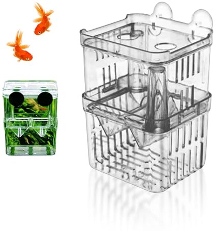 Breeding Box for Fish Tank, Aquarium Baby Fish Separator for Tank | Fishes Breeder Box, Transparent Plastic Fry Hatchery Incubator Hatching Box for Small Baby Fishes Shrimp Clownfish and Guppy