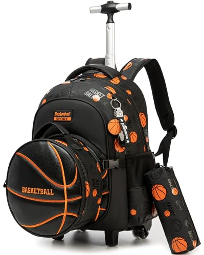 HTgroce Cartable a Roulette Garçons, Sac a Roulette Garçons Primaire Rentree Scolaire Sac a Dos
