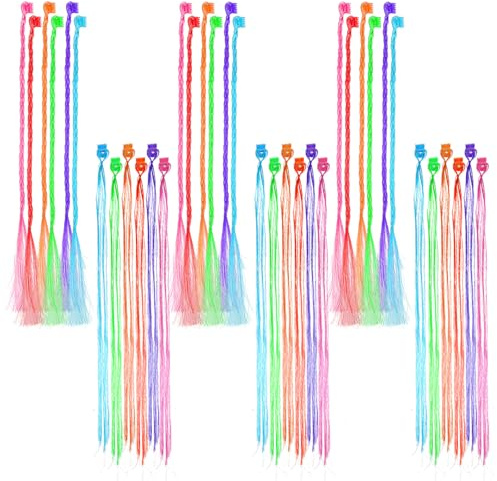 36 Stück Bunte Haarsträhnen für Mädchen Haarschmuck Mädchen Farbige Haarverlängerung mit Haarclips Bunte Haarsträhnen Kinder Haarverlängerung und Haarflecht für Frauen Party Festival Weihnachten