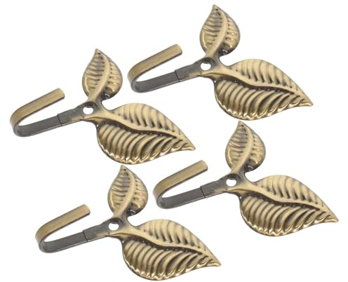VICASKY 4Stücke Retro Eisenhaken aus Gusseisen Wandhaken für Kleidung mit Blattdesign Rustikale Deko für Flur und Badezimmer Vielseitige Kleiderhaken im Antiken Finish