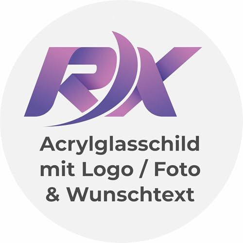 Indigos UG - Acrylglas Schild rund personalisiert mit Logo, Text oder Bild - 4 mm stark - 20 cm - für Büro, Empfang, Studio, Kanzlei, Praxis, Konferenzraum, Theke oder Ladeneingang