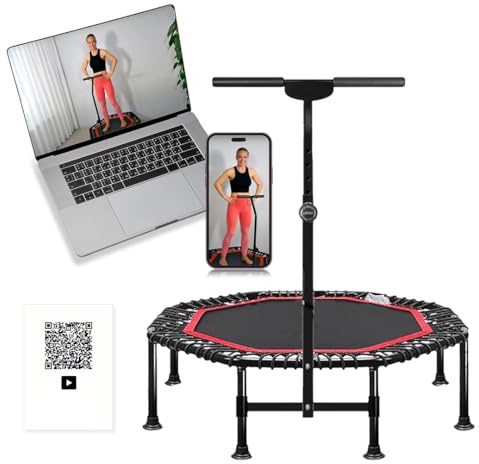 Trampoline Rebounder de 114,3 cm pour adultes – Mini trampoline de fitness avec poignée, trampoline d'exercice d'intérieur pliable, rebond élastique pour adultes, petit trampoline pour adultes 150 kg