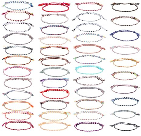 QIXNBL 46 Bracelets D'Amitié, Bracelets Tressés Et Enroulés De Couleur, Cordes À Main Simples Et Polyvalentes, Réglables, Adaptées Aux Amis Et Copines.