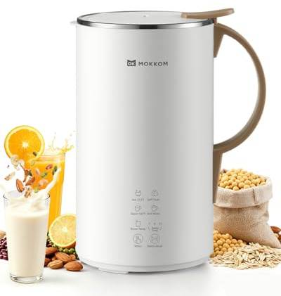 MOKKOM Nut Milk Maker, 20 oz Soy Milk Maker for Homemade Plant-Based Milk, Oats, Soy, Dairy Free Beverages, Automatic Almond Milk Machine with Delay Start/Keep Warm/Self-Clean/Boiling, Pearl White