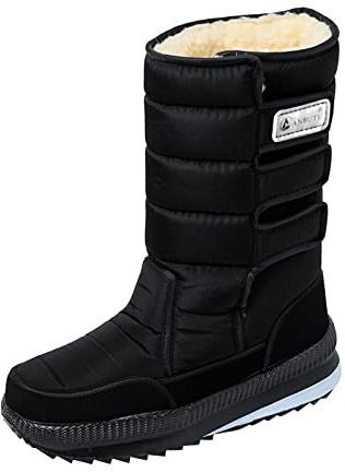 Generisch Botas de invierno para hombre, resistentes al agua, con forro polar, botas de nieve suaves, antideslizantes, térmicas, cómodas y cálidas, Negro , 43 EU