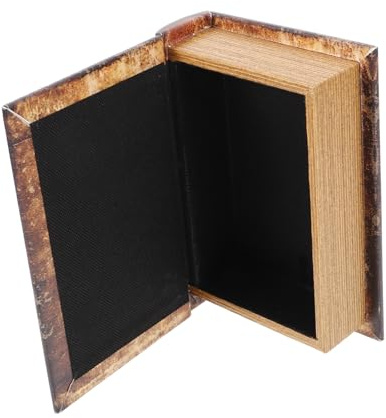 DECOMELODY Livre Cachette Secrète en Bois et Pu, Boîte à Bijoux Vintage de Livre pour Décoration Intérieure et Rangement Discret Étagère