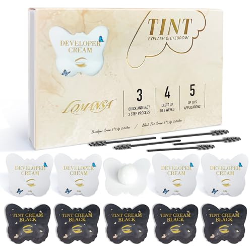 Lomansa Eyelash Tint, Lash Tint, 5 Applications, Fast and Easy for Beginner, Salon Quality(Black)