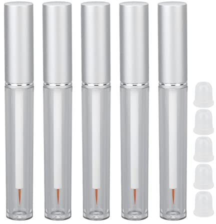BRRNOO 5 St 3 Ml Tom Mascara Tub, Transparent Resestorlek Behållareflaskor med Gummipropp, för ögonfransserum Eterisk Olja Travel Camping