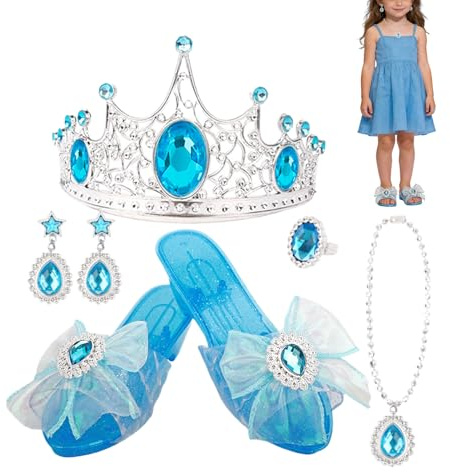 Genérico Zapatos de Disfraz de,Tacones Antideslizantes para Juego de Rol con Collar - zapatos de juego infantiles,para pendientes, cumpleaños, actuaciones, Año Nuevo, festivos, uso diario, interior y