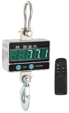 Mini Bilancia Da Gru Digitale 1000 Kg In Lega Di Alluminio Argento Resistente Con Schermo Lettura A LED Gancio Ad Anello Rinforzato Alta Precisione Carico Pesante