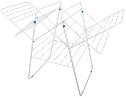MSV - Étendoir à Linge Accordéon Extensible - Acier Robuste - Jusqu'à 33m - Blanc - Séchage Pratique - Repliable pour Gain de Place - Utilisation Intérieure et Extérieure