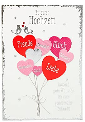 Depesche 3003.043 Glückwunsch-Karte zur Hochzeit, elegante Hochzeitskarte mit passendem Spruch, ohne Innentext, inkl. Umschlag, 17,5 x 12,5 cm
