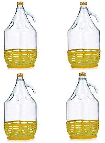 Lot de 4 5L Ballon avec panier plastique verre de vin ballon gärballon Bouteille en verre Livraison gratuite
