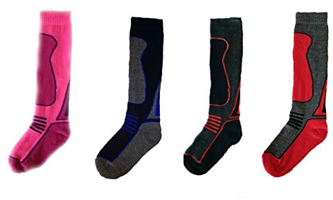 Barnskid-termosstrumpor, unga och flickors högpresterande vintersportstrumpor – 4-pack (flickor 9.0–12.0 Storbritannien, 27–30 EU)
